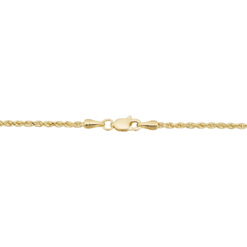 Solid 14k Yellow Gold 1.7 millimeter Rope Chain Necklace