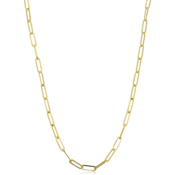 14k Yellow Gold 3.2 mm Polished Paperclip Chain Necklace (30 inches)