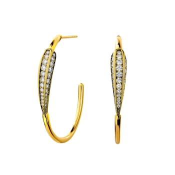 Yellow Gold and Oxidized Silver Diamond Earrings