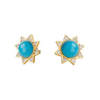 Cosmic Star Turquoise and Diamond Stud Earrings