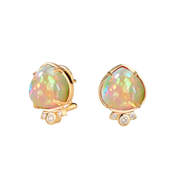 Mogul Flower Bud Opal and Diamond Earrings