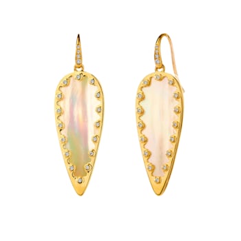 Mogul Mother of Pearl and Diamond Leaf Earrings