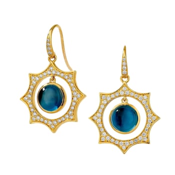 Cosmic Topaz and Diamond Star Earrings