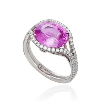 Pink Sapphire & Diamond Ring