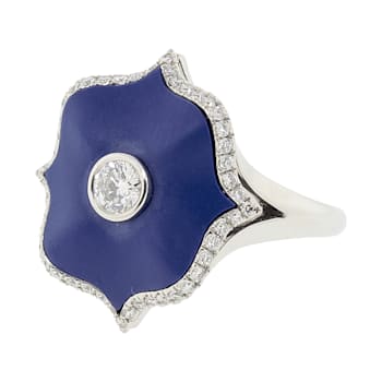 Diamond & Blue Ceramic Ring