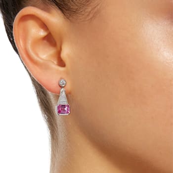 Pink Sapphire & Diamond Earrings