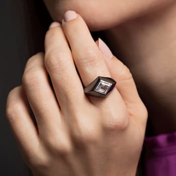 Diamond & Black Ceramic Ring