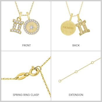 J'ADMIRE 14K Yellow Gold Over Sterling Silver Gemini Zodiac Pendant Set Necklace