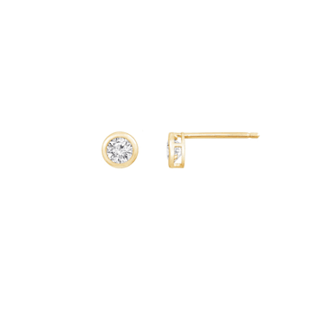 LUXGEM 14K Yellow Gold Bezel Round Cut Studs | 0.5 Carat Cubic Zirconia