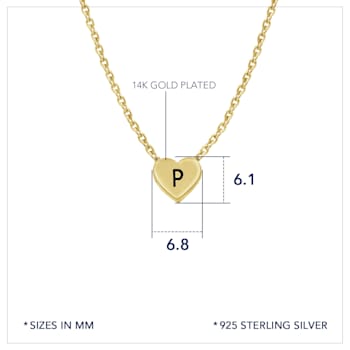J'ADMIRE 14K Yellow Gold Over Sterling Silver Simple Initial Pendant Necklace