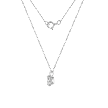LUXGEM 10K White Gold Oval Cut Pendant Necklace | 1 Carat Cubic Zirconia