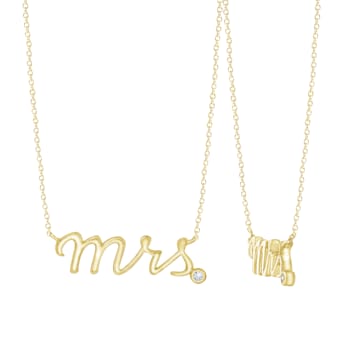 J'ADMIRE 14K Yellow Gold Over Sterling Silver Mrs. Pendant Necklace