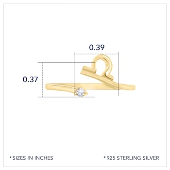 J'ADMIRE 14K Yellow Gold Over Sterling Silver Libra Horoscope Ring