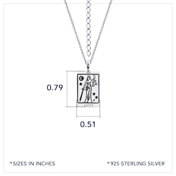 J'ADMIRE Platinum 950 Over Sterling Silver Tarot Card Justice Pendant Necklace