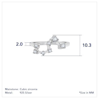J'ADMIRE Leo Constellation Rhodium Over Sterling Silver Ring