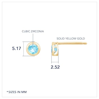 LUXGEM 10K Yellow Gold Solitaire March Birthstone Earrings | 0.25 Carat
Aquamarine Simulant