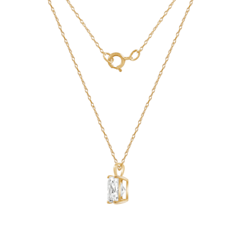 LUXGEM 10K Yellow Gold Princess Cut Pendant Necklace | 2 Carat Cubic Zirconia