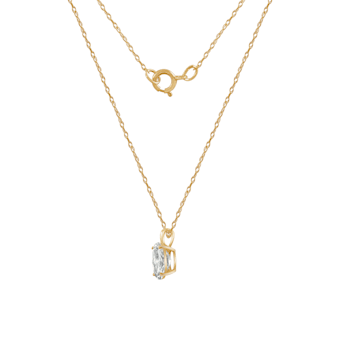 LUXGEM 14K Yellow Gold Oval Cut Pendant Necklace | 1 Carat Cubic Zirconia