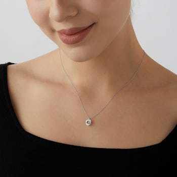 LUXGEM 14K White Gold Oval Cut Pendant Necklace | 3 Carat Cubic Zirconia