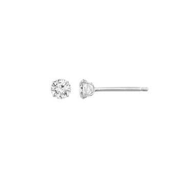 LUXGEM 14K White Gold Round Cut Solitaire Studs | 1/2 carat Cubic Zirconia