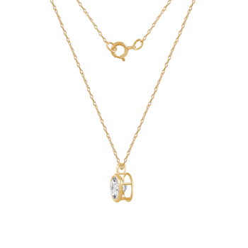 LUXGEM 10K Yellow Gold Bezel Round Cut Pendant Necklace | 2 Carat Cubic Zirconia