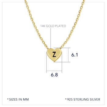 J'ADMIRE 14K Yellow Gold Over Sterling Silver Simple Initial Pendant Necklace