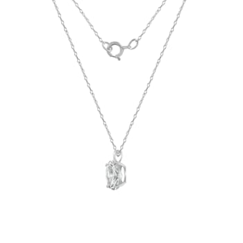 LUXGEM 10K White Gold Oval Cut Pendant Necklace | 3 Carat Cubic Zirconia