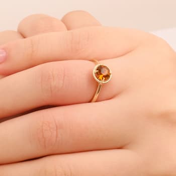 J'ADMIRE 10K Gold Crystal Citrine Simulant Solitaire Ring