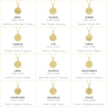 J'ADMIRE 14K Yellow Gold Over Sterling Silver Aquarius Zodiac Stars
Pendant Necklace