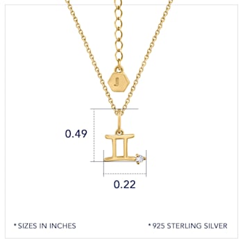 J'ADMIRE 14K Yellow Gold Over Sterling Silver Gemini Zodiac Pendant Necklace
