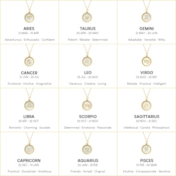 J'ADMIRE Mother of Pearl 14K Yellow Gold Over Sterling Silver Libra
Zodiac Necklace