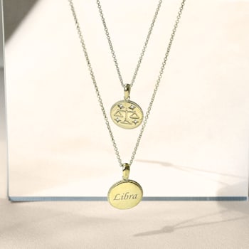 J'ADMIRE 14K Yellow Gold Over Sterling Silver Libra Zodiac Stars Pendant Necklace