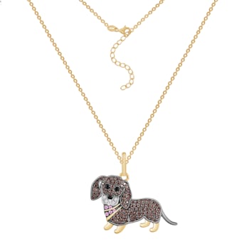 J'ADMIRE 14K Yellow Gold Plated Sterling Silver Dachshund Puppy Pendant Necklace