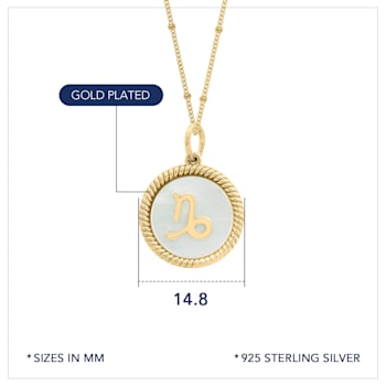 J'ADMIRE Mother of Pearl 14K Yellow Gold Over Sterling Silver Capricorn
Zodiac Necklace