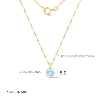 LUXGEM 10K Solid Gold Solitaire March Birthstone Necklace for Women,
0.25 Carat Gemstone Simulant CZ