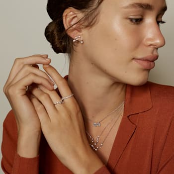 J'ADMIRE Capricorn Constellation Rhodium Over Sterling Silver Ring