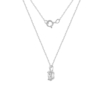 LUXGEM 14K White Gold Oval Cut Pendant Necklace | 0.5 Carat Cubic Zirconia