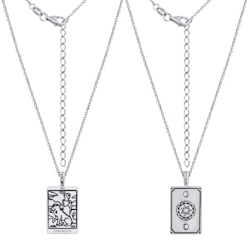 J'ADMIRE Platinum 950 Over Sterling Silver Tarot Card Strength Pendant Necklace