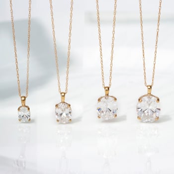 LUXGEM 10K White Gold Oval Cut Pendant Necklace | 2 Carat Cubic Zirconia