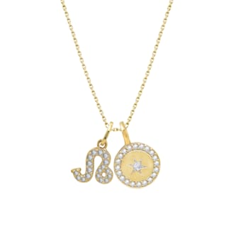 J'ADMIRE 14K Yellow Gold Over Sterling Silver Leo Zodiac Pendant Set Necklace