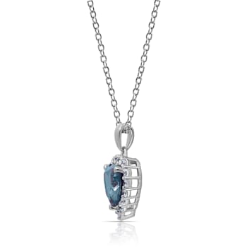 J'ADMIRE Alexandrite Simulant Platinum Over Sterling Silver Heart
Pendant with Chain