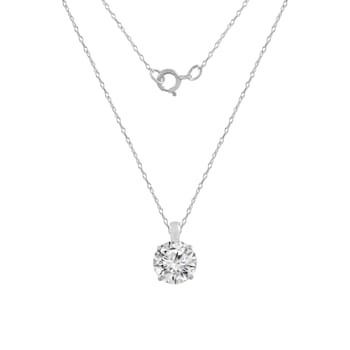 LUXGEM 14K White Gold Round Cut Pendant Necklace | 2 Carat Cubic Zirconia