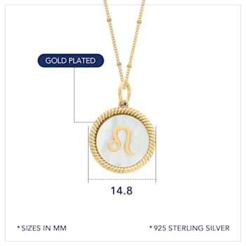 J'ADMIRE Mother of Pearl 14K Yellow Gold Over Sterling Silver Leo Zodiac Necklace