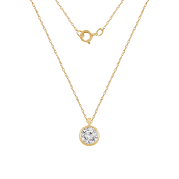 LUXGEM 10K Yellow Gold Bezel Round Cut Pendant Necklace | 0.5 Carat
Cubic Zirconia