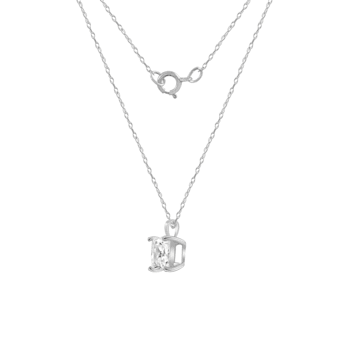 LUXGEM 10K White Gold Princess Cut Pendant Necklace | 1 Carat Cubic Zirconia