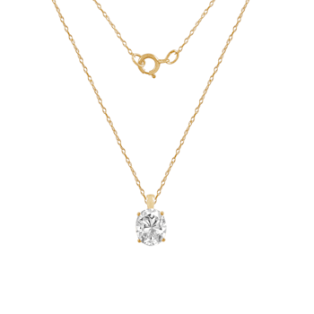 LUXGEM 14K Yellow Gold Oval Cut Pendant With 18 Inch Chain | 3 Carat
Cubic Zirconia