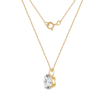 LUXGEM 10K Yellow Gold Round Cut Pendant Necklace | 3 Carat Cubic Zirconia
