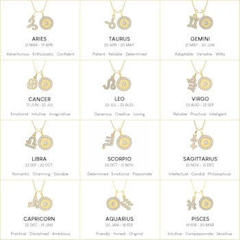J'ADMIRE 14K Yellow Gold Over Sterling Silver Scorpio Zodiac Pendant Set Necklace