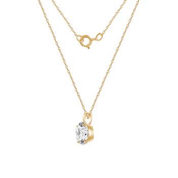 LUXGEM 10K Yellow Gold Round Cut Pendant Necklace | 2 Carat Cubic Zirconia