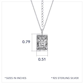 J'ADMIRE Platinum 950 Over Sterling Silver Tarot Card The Lovers Pendant Necklace